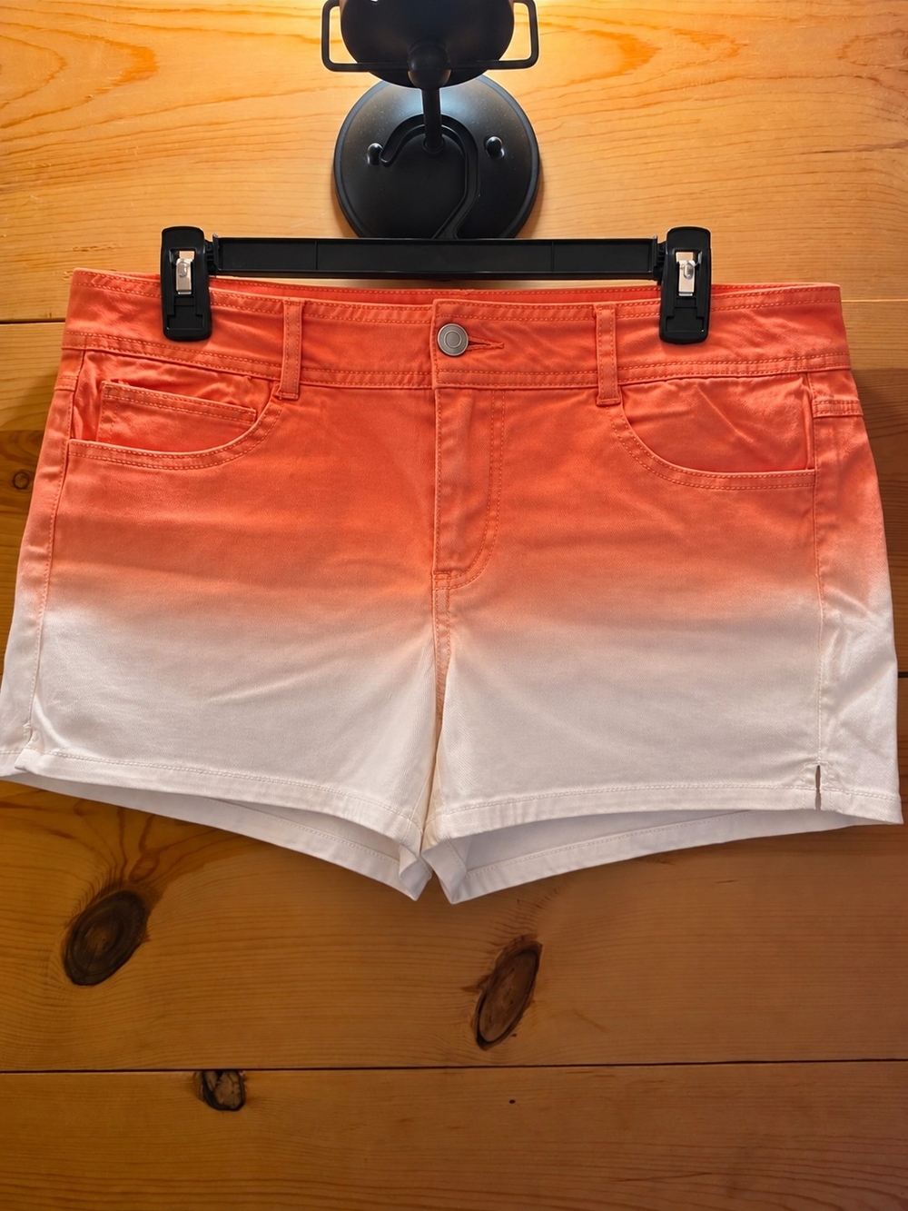 Takara Ombre Coral to White Denim Shorts